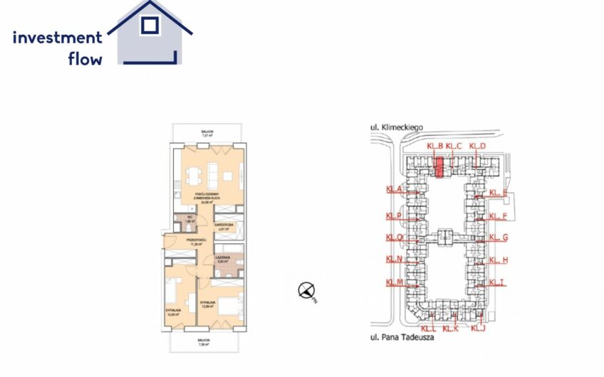 Apartament 3pok – z dwoma balkonami i garderoba!